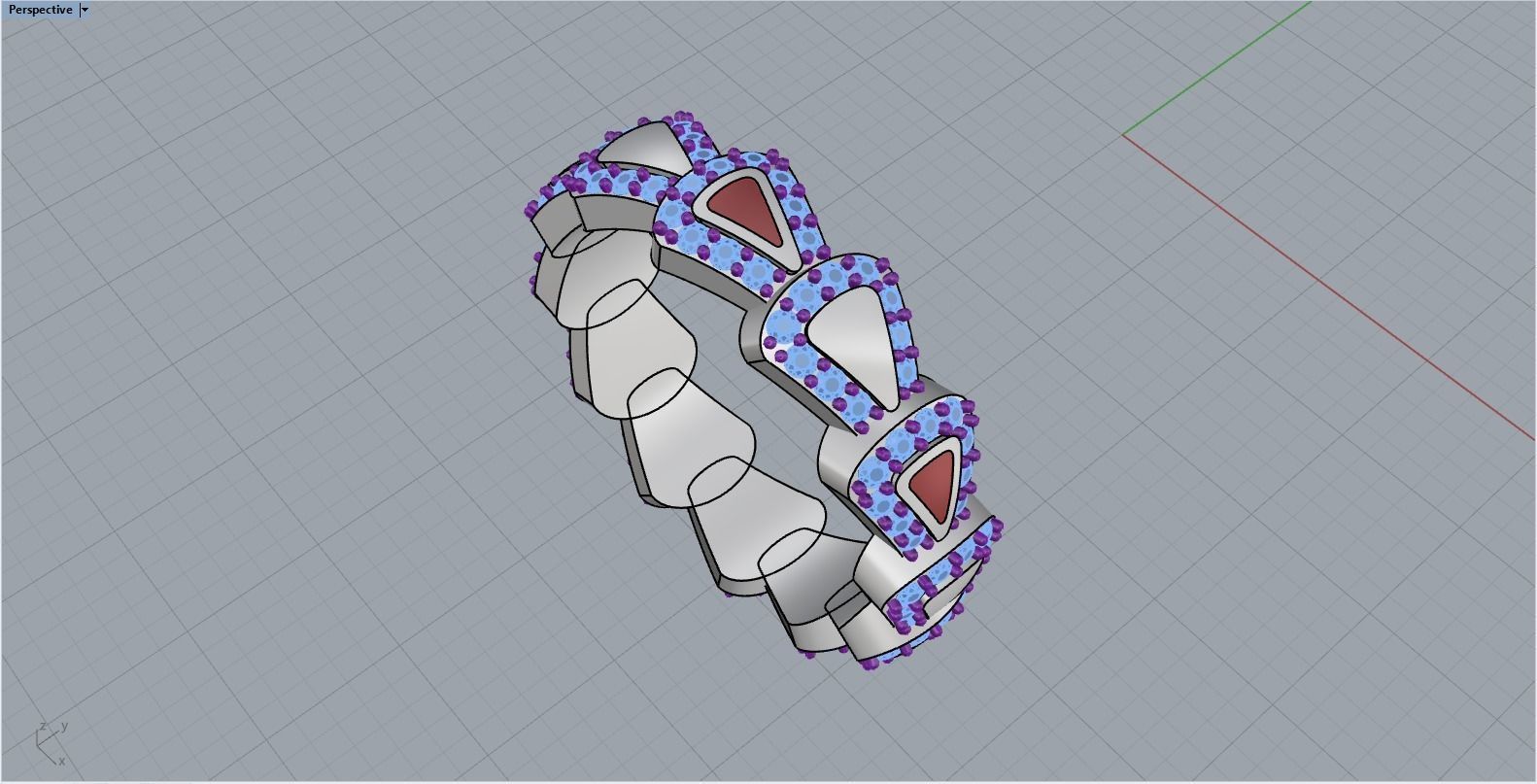 Enamel Serpenti collection ring with gems model 894 3D print model_9