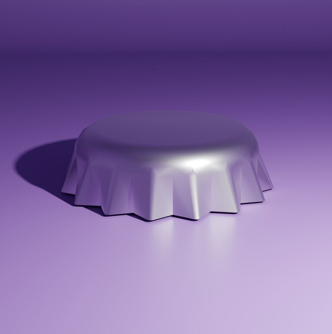 Metal Bottle Cap Low-poly 3D model_2