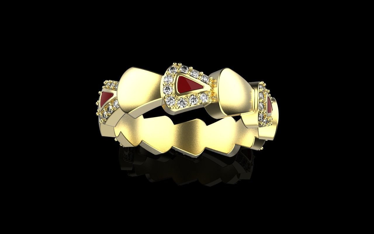 Enamel Serpenti collection ring with gems model 893 3D print model_19