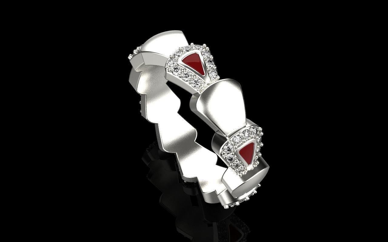 Enamel Serpenti collection ring with gems model 893 3D print model_16