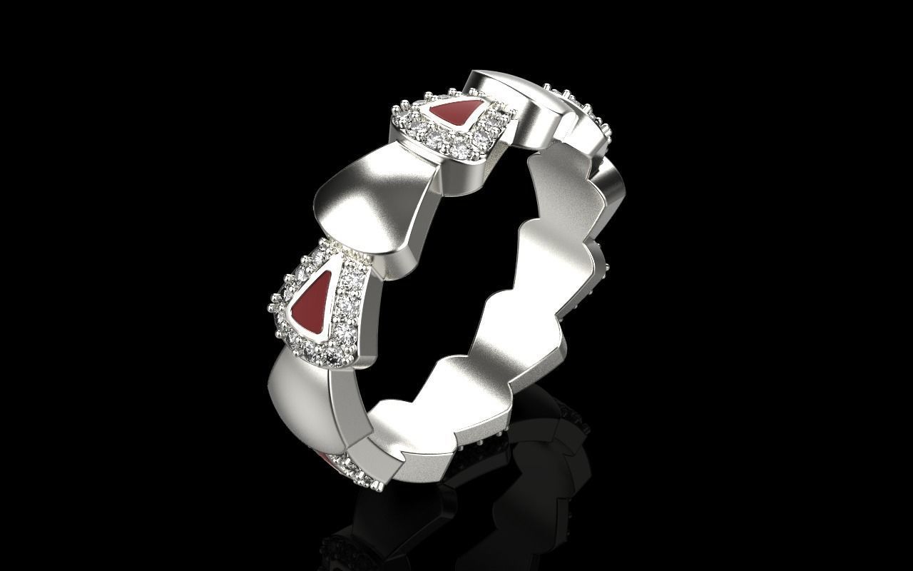 Enamel Serpenti collection ring with gems model 893 3D print model_28