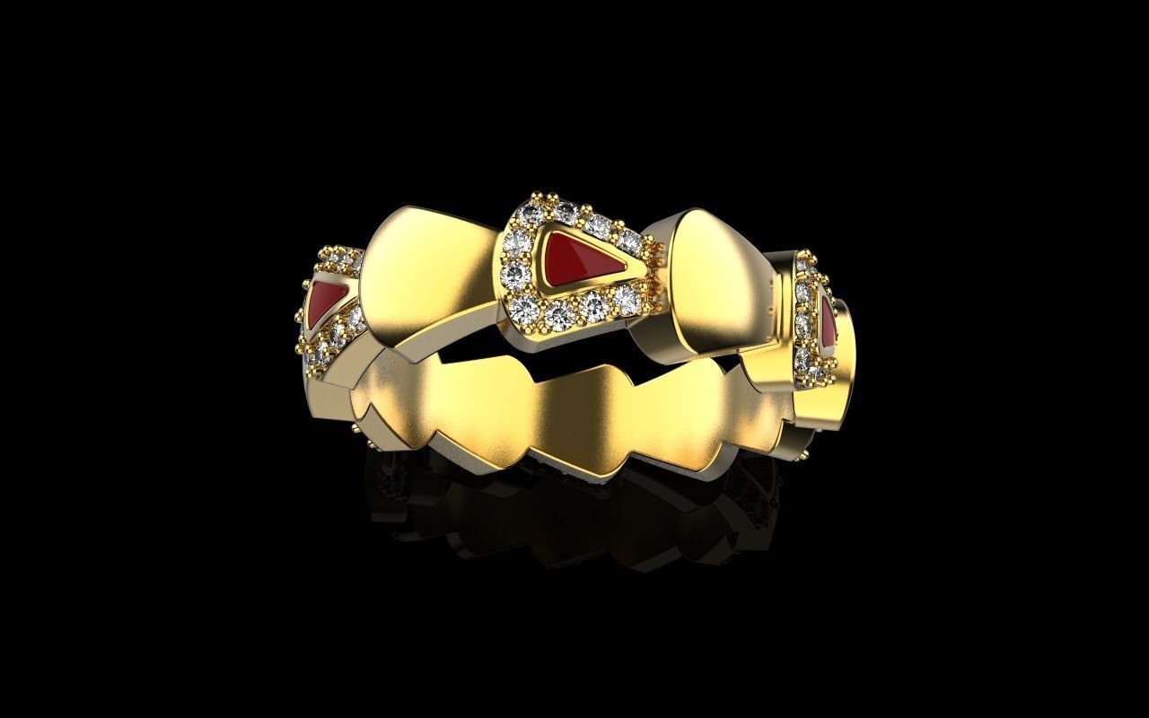 Enamel Serpenti collection ring with gems model 893 3D print model_23