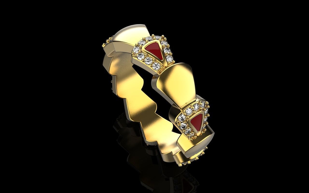 Enamel Serpenti collection ring with gems model 893 3D print model_17