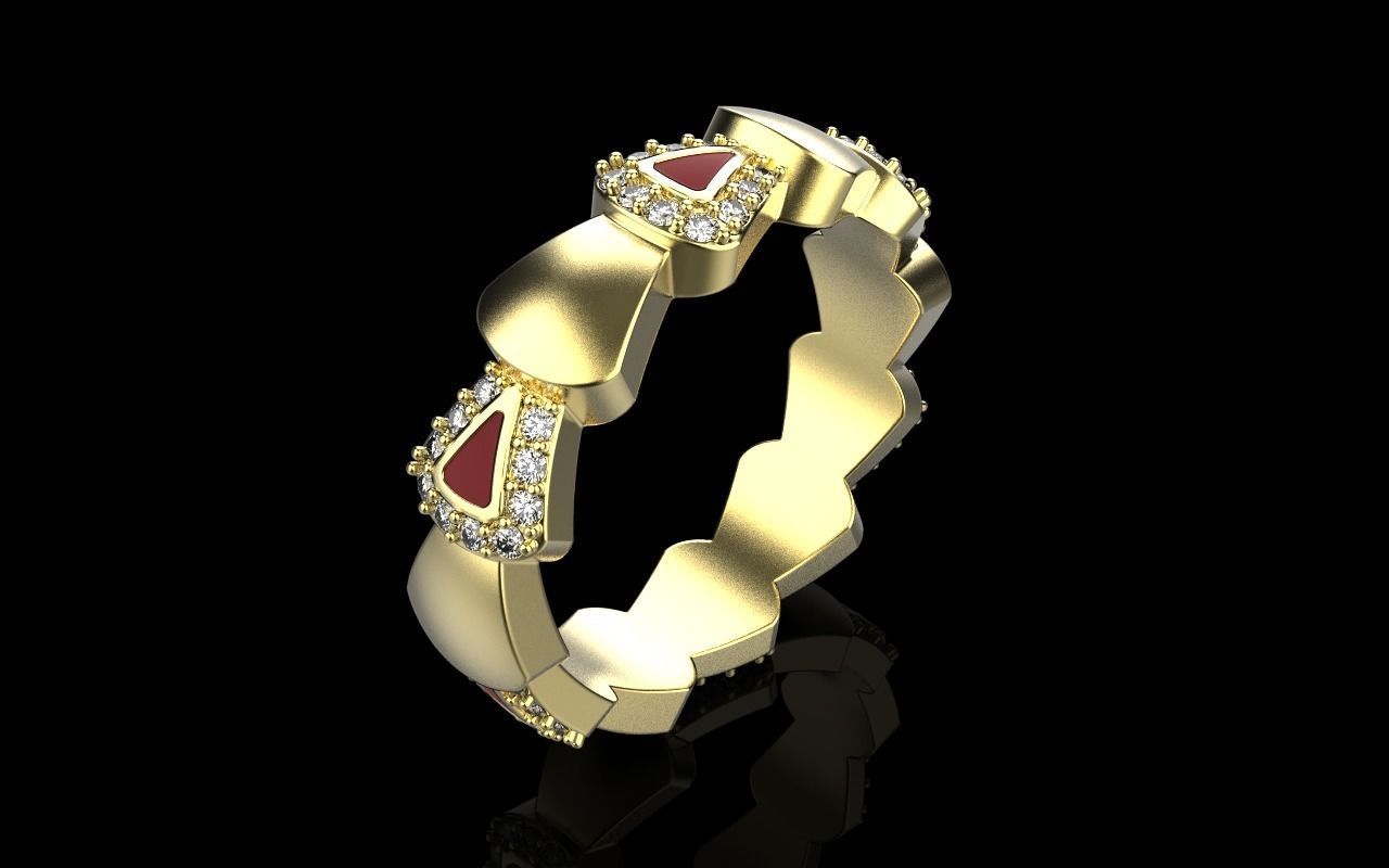 Enamel Serpenti collection ring with gems model 893 3D print model_25