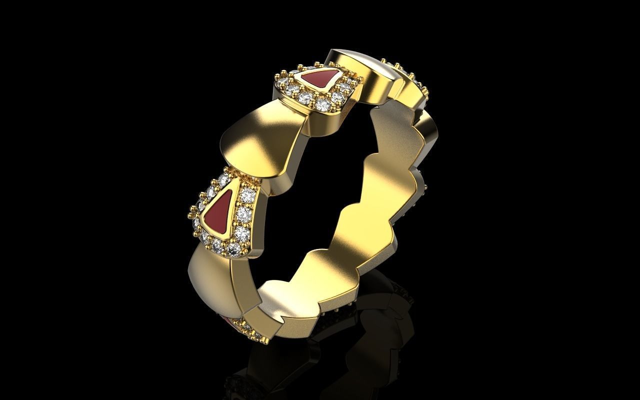 Enamel Serpenti collection ring with gems model 893 3D print model_29