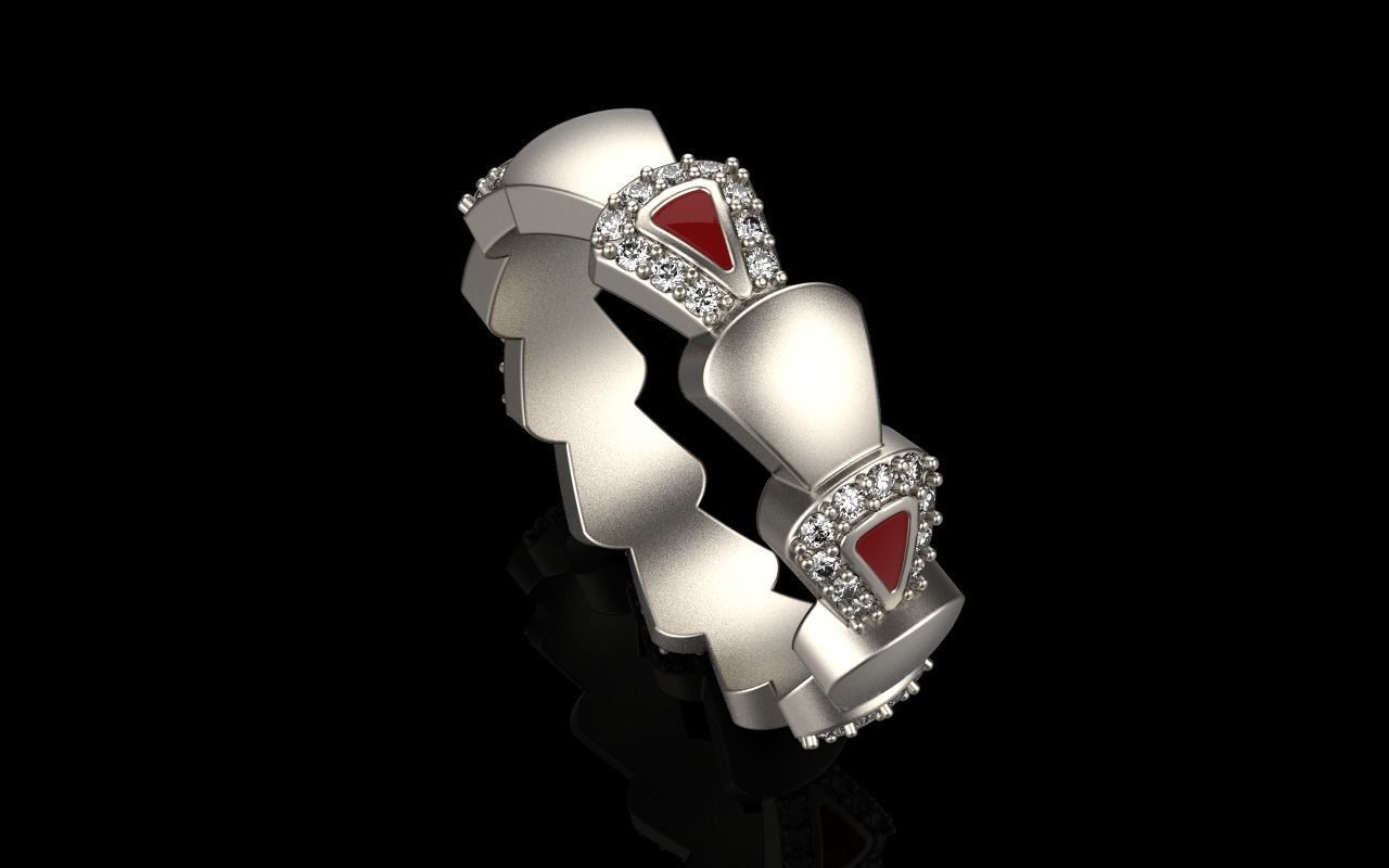Enamel Serpenti collection ring with gems model 893 3D print model_2