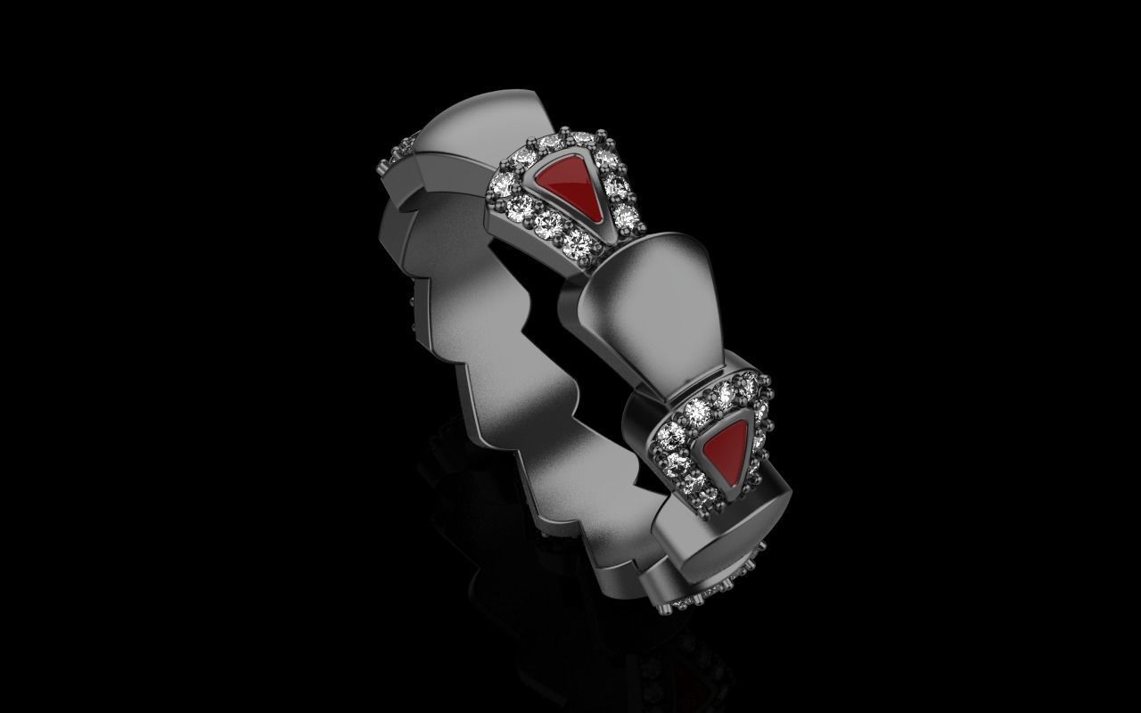 Enamel Serpenti collection ring with gems model 893 3D print model_15
