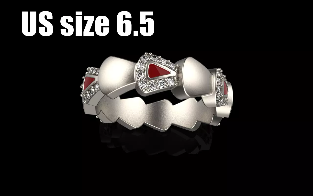 Enamel Serpenti collection ring with gems model 893 3D print model_0