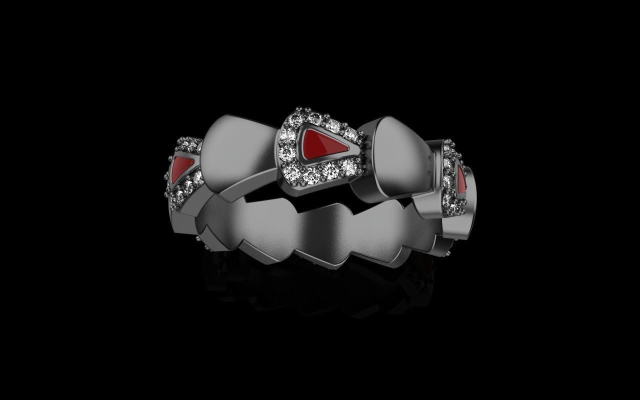 Enamel Serpenti collection ring with gems model 893 3D print model_22