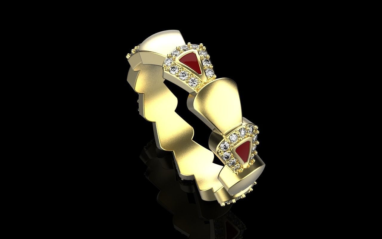 Enamel Serpenti collection ring with gems model 893 3D print model_13