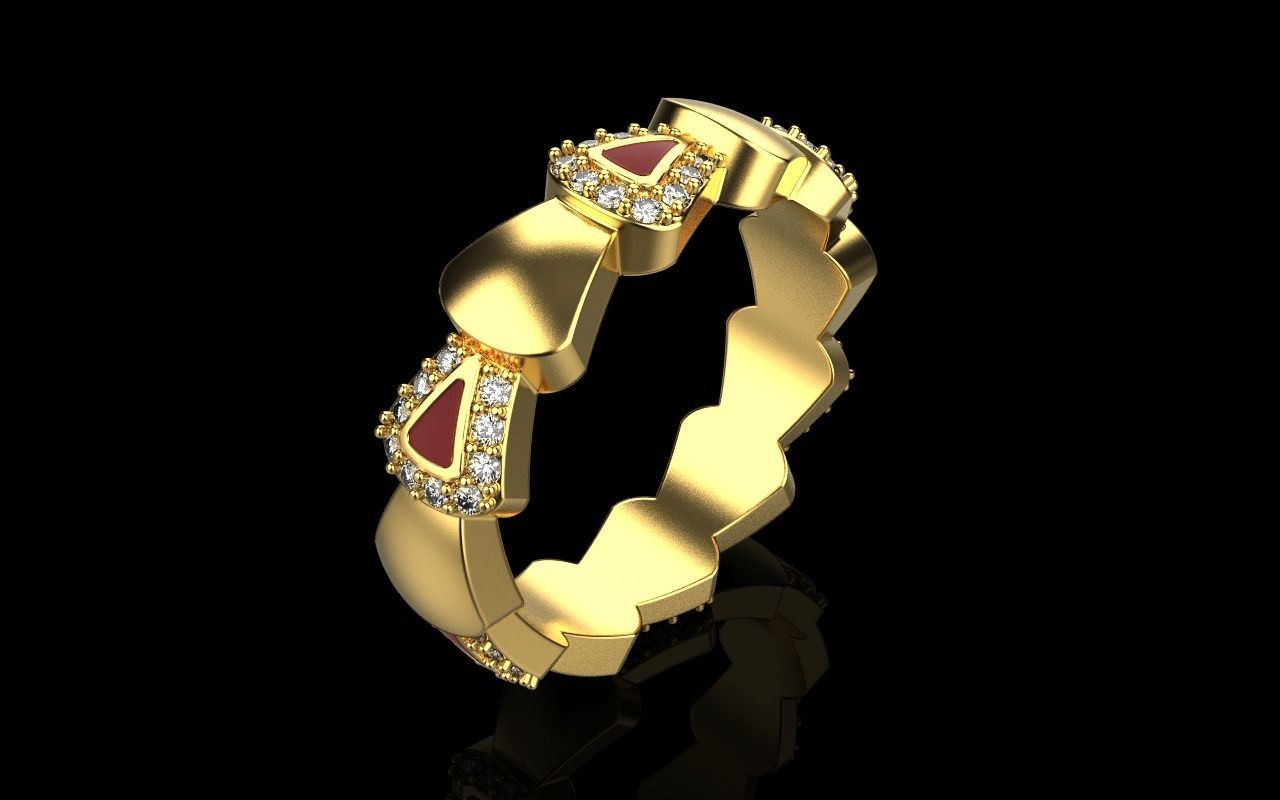 Enamel Serpenti collection ring with gems model 893 3D print model_24