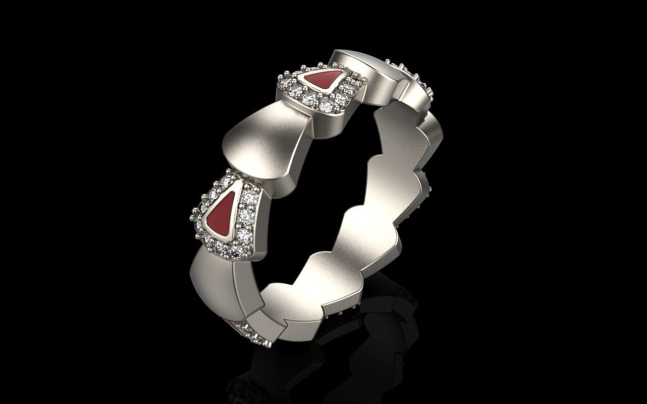 Enamel Serpenti collection ring with gems model 893 3D print model_1