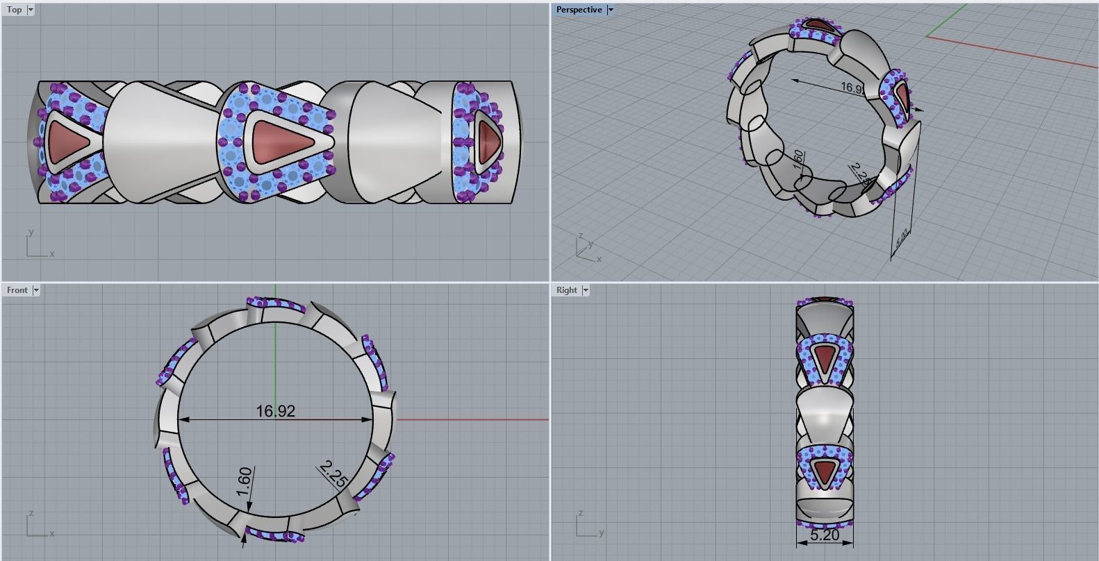 Enamel Serpenti collection ring with gems model 893 3D print model_3