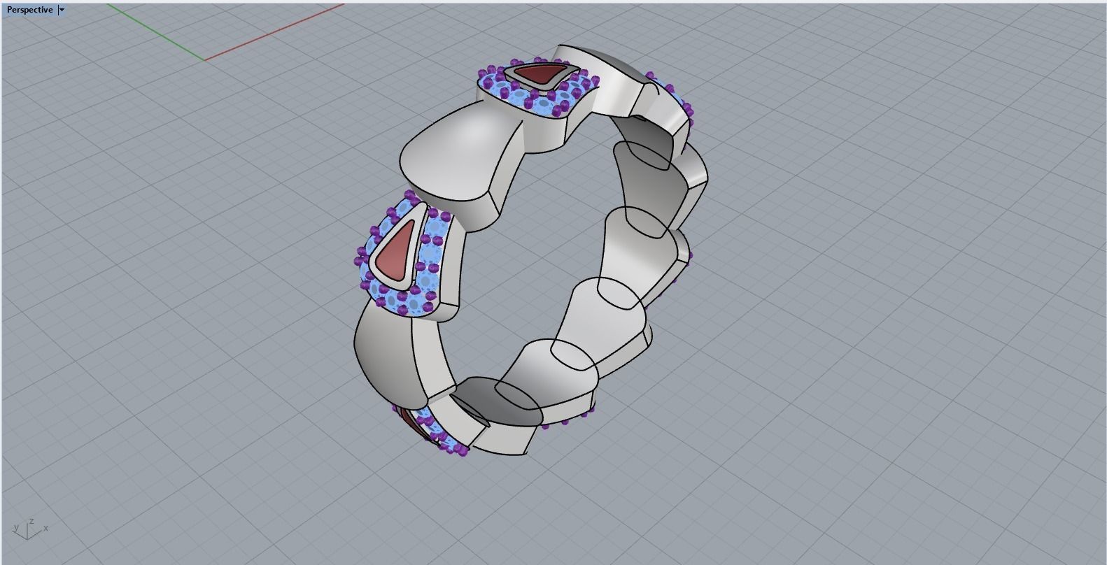 Enamel Serpenti collection ring with gems model 893 3D print model_9