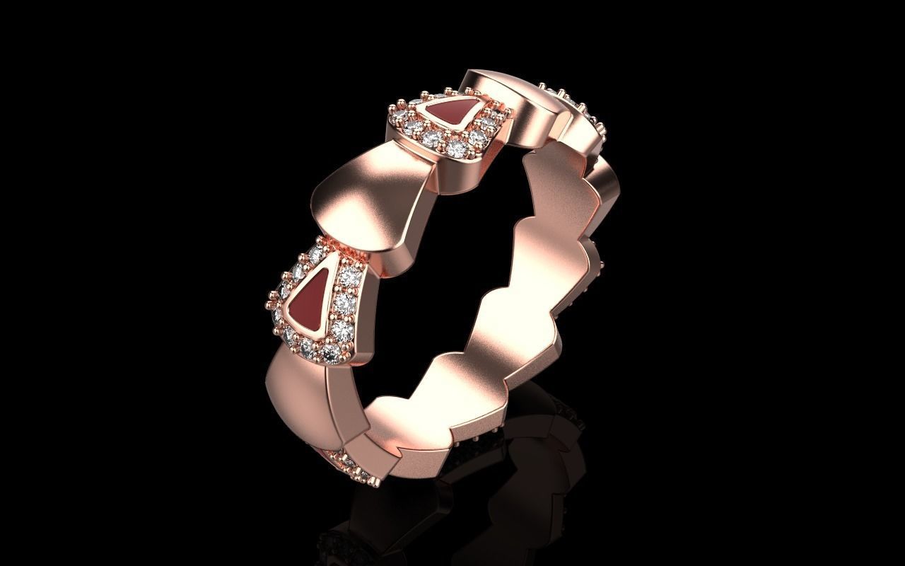 Enamel Serpenti collection ring with gems model 893 3D print model_26