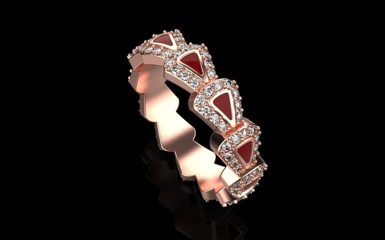 Enamel Serpenti collection ring with gems model 892 3D print model_27