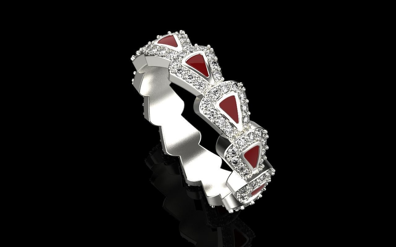 Enamel Serpenti collection ring with gems model 892 3D print model_29