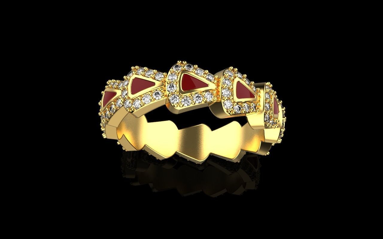 Enamel Serpenti collection ring with gems model 892 3D print model_13