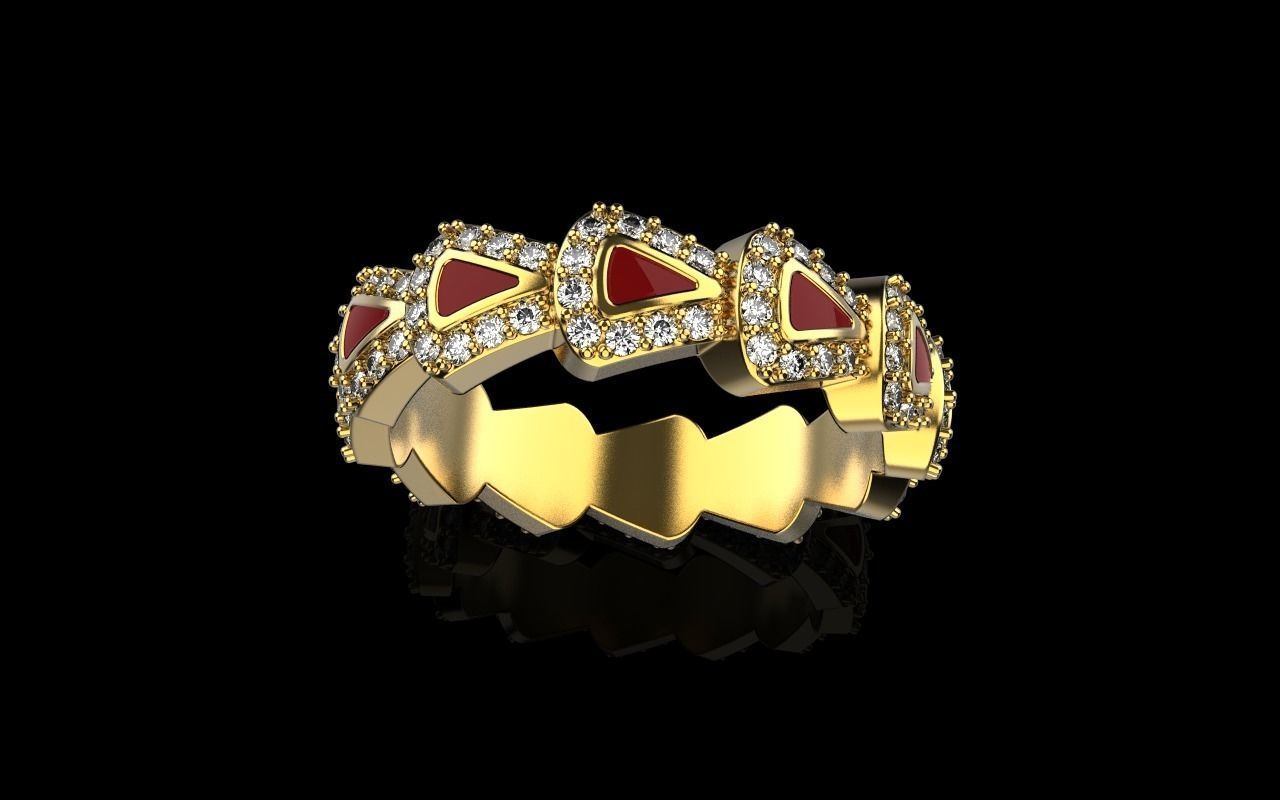 Enamel Serpenti collection ring with gems model 892 3D print model_18