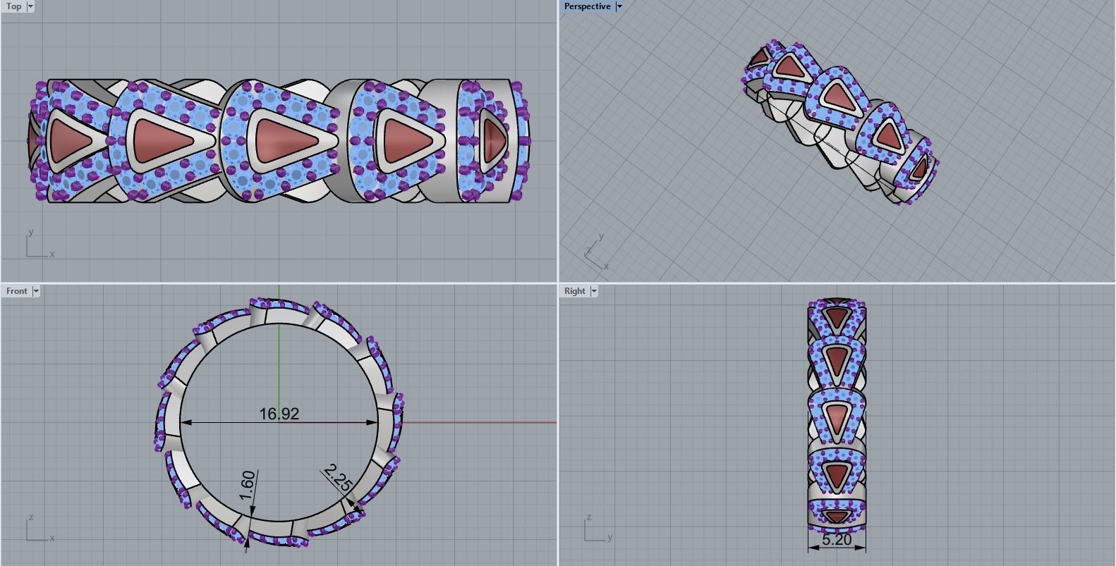 Enamel Serpenti collection ring with gems model 892 3D print model_3