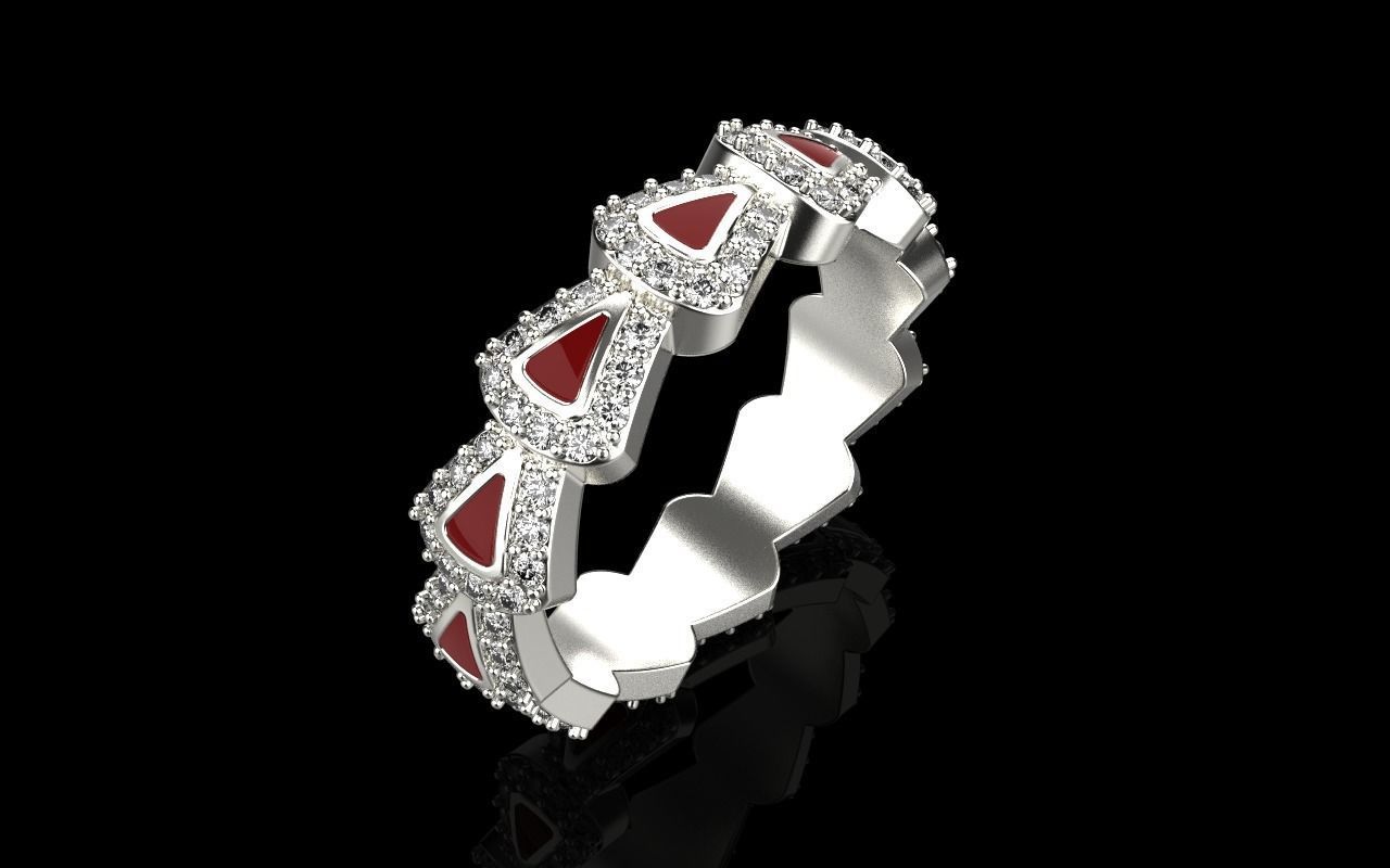 Enamel Serpenti collection ring with gems model 892 3D print model_23