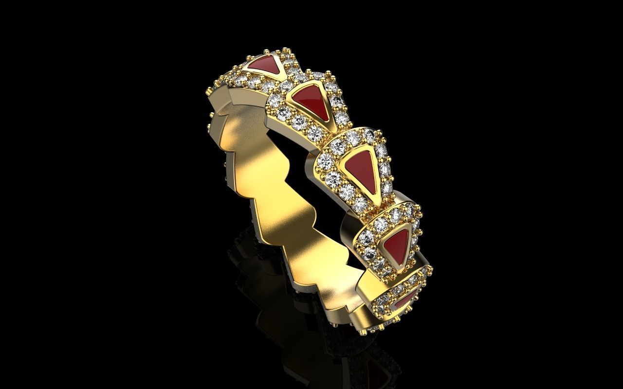 Enamel Serpenti collection ring with gems model 892 3D print model_30