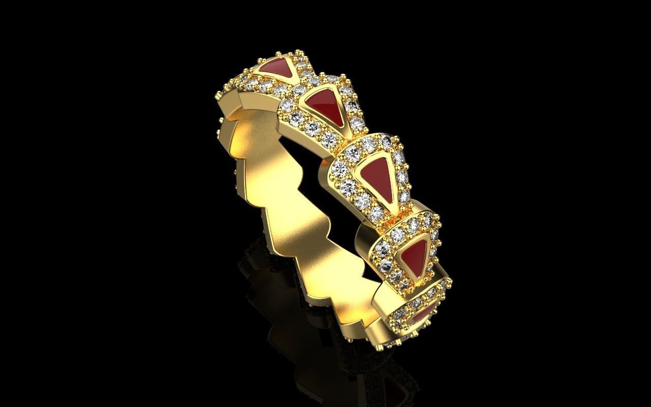 Enamel Serpenti collection ring with gems model 892 3D print model_25
