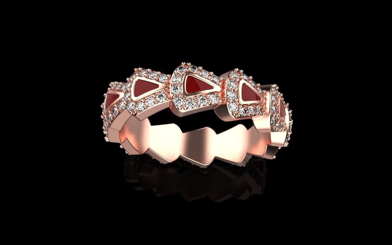 Enamel Serpenti collection ring with gems model 892 3D print model_16