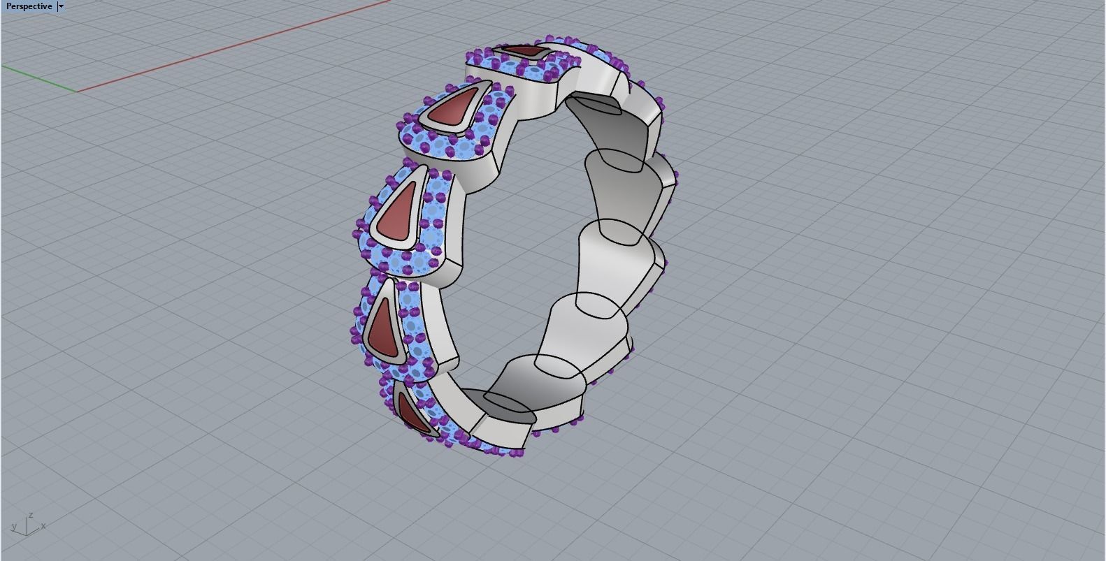 Enamel Serpenti collection ring with gems model 892 3D print model_10