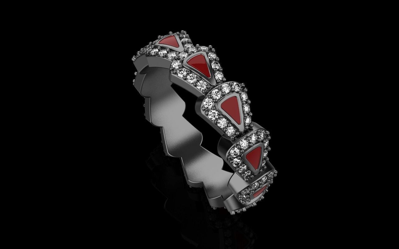 Enamel Serpenti collection ring with gems model 892 3D print model_28