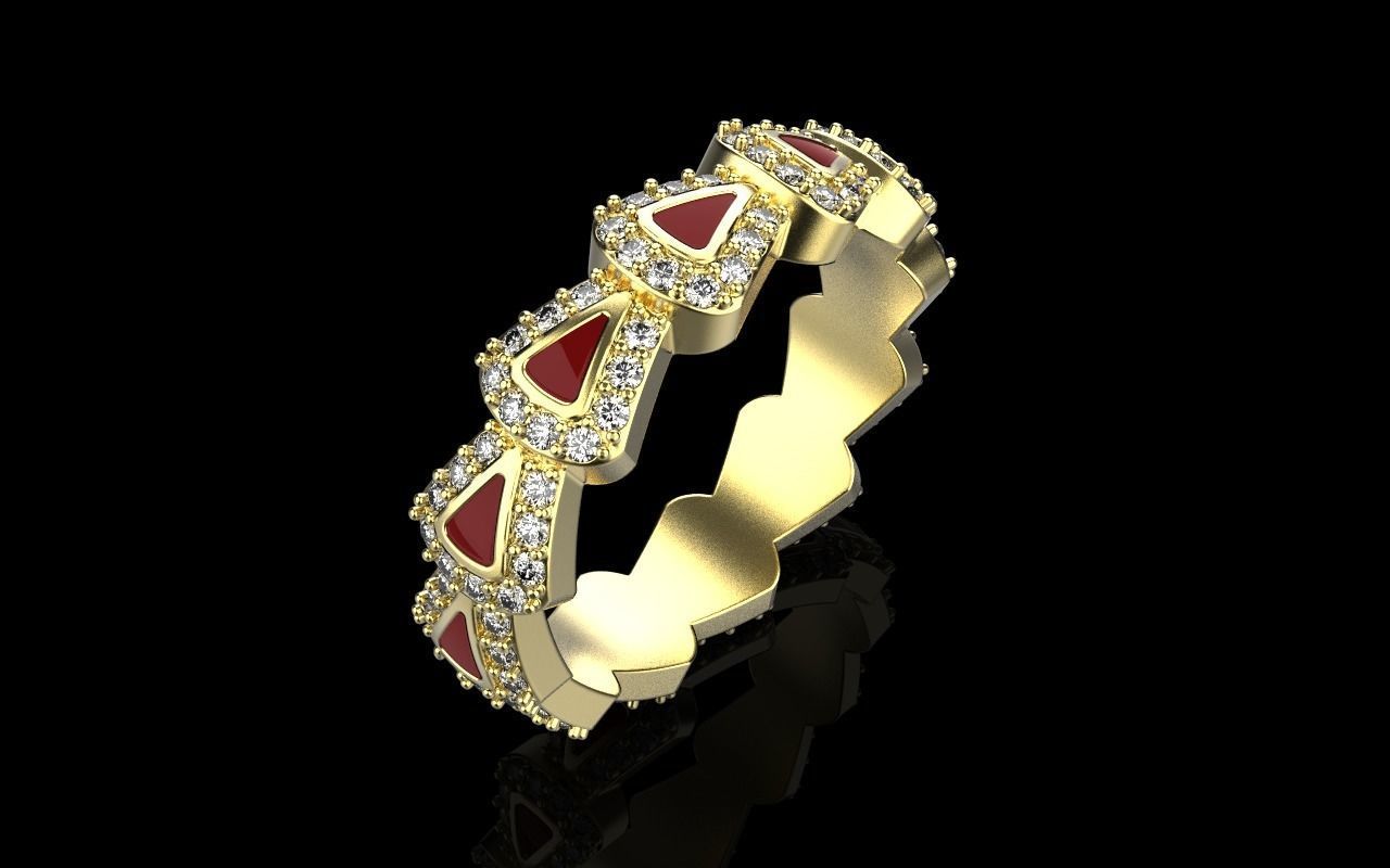 Enamel Serpenti collection ring with gems model 892 3D print model_20