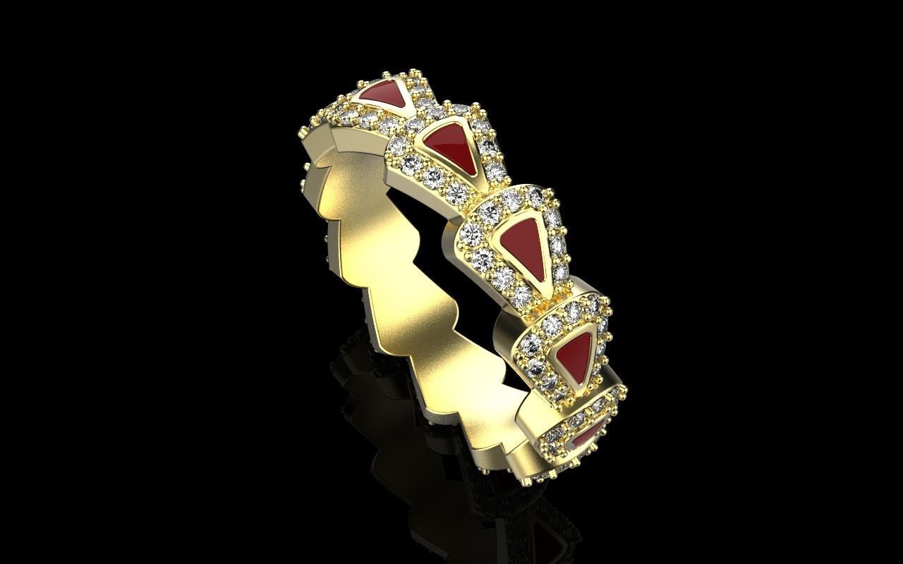 Enamel Serpenti collection ring with gems model 892 3D print model_26