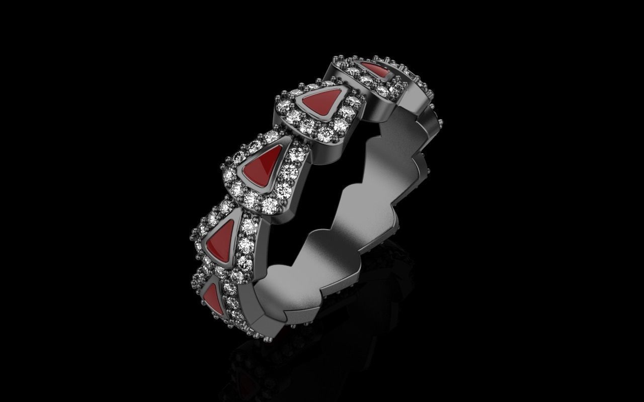 Enamel Serpenti collection ring with gems model 892 3D print model_22