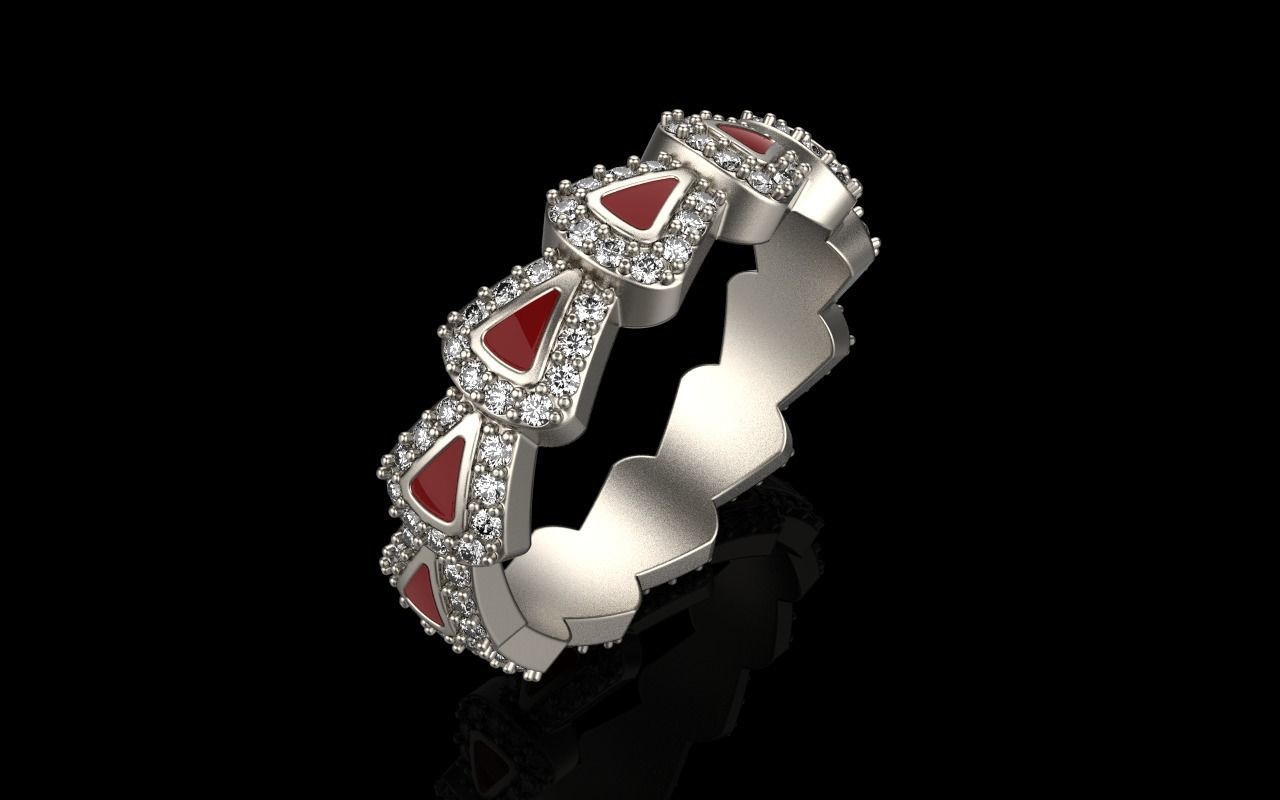 Enamel Serpenti collection ring with gems model 892 3D print model_1