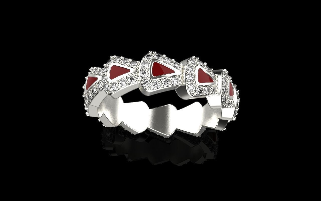 Enamel Serpenti collection ring with gems model 892 3D print model_17