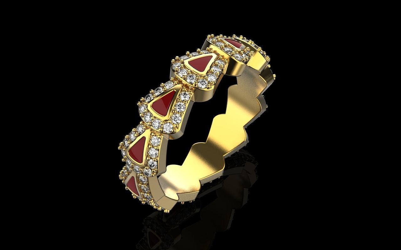 Enamel Serpenti collection ring with gems model 892 3D print model_24
