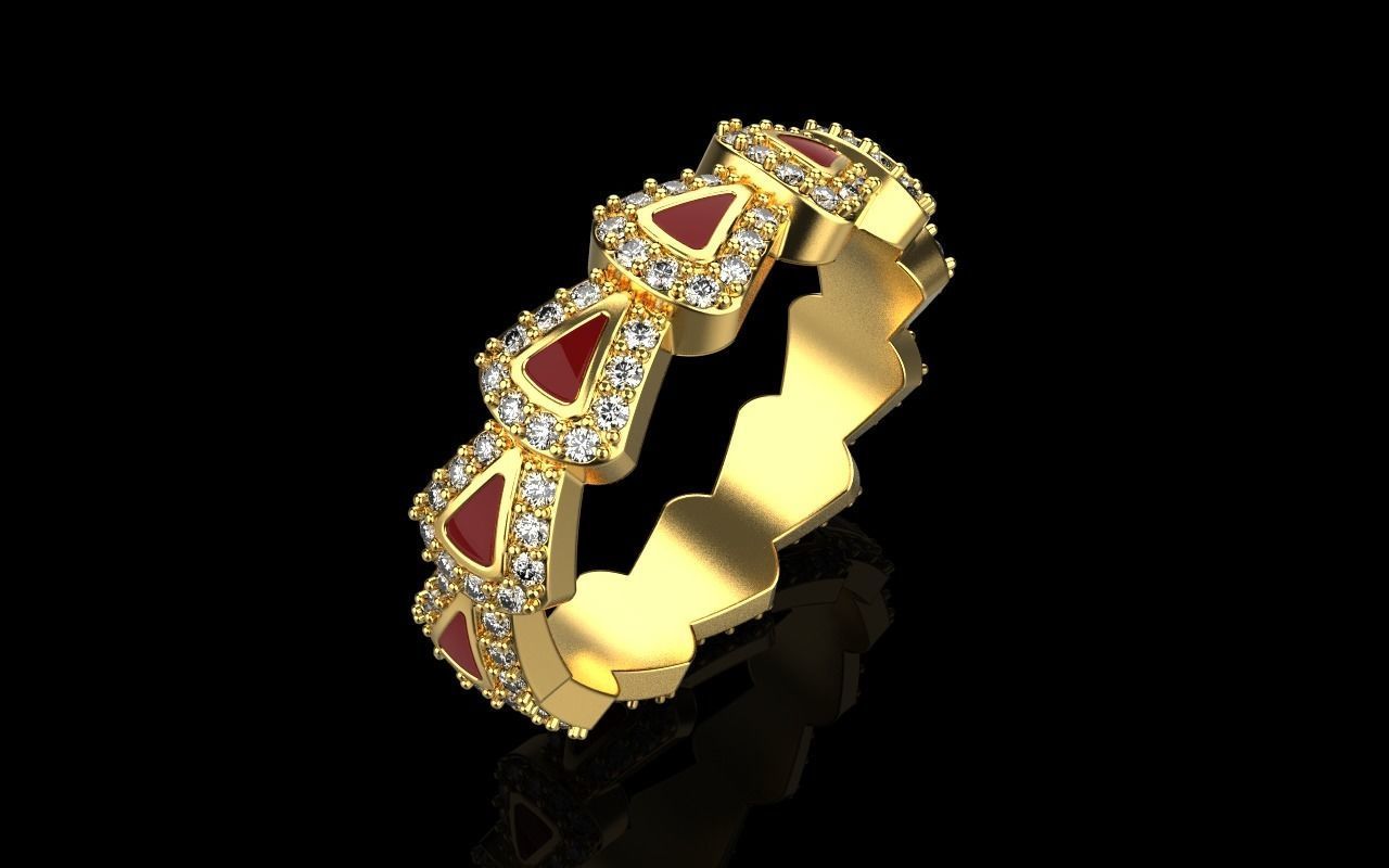Enamel Serpenti collection ring with gems model 892 3D print model_19