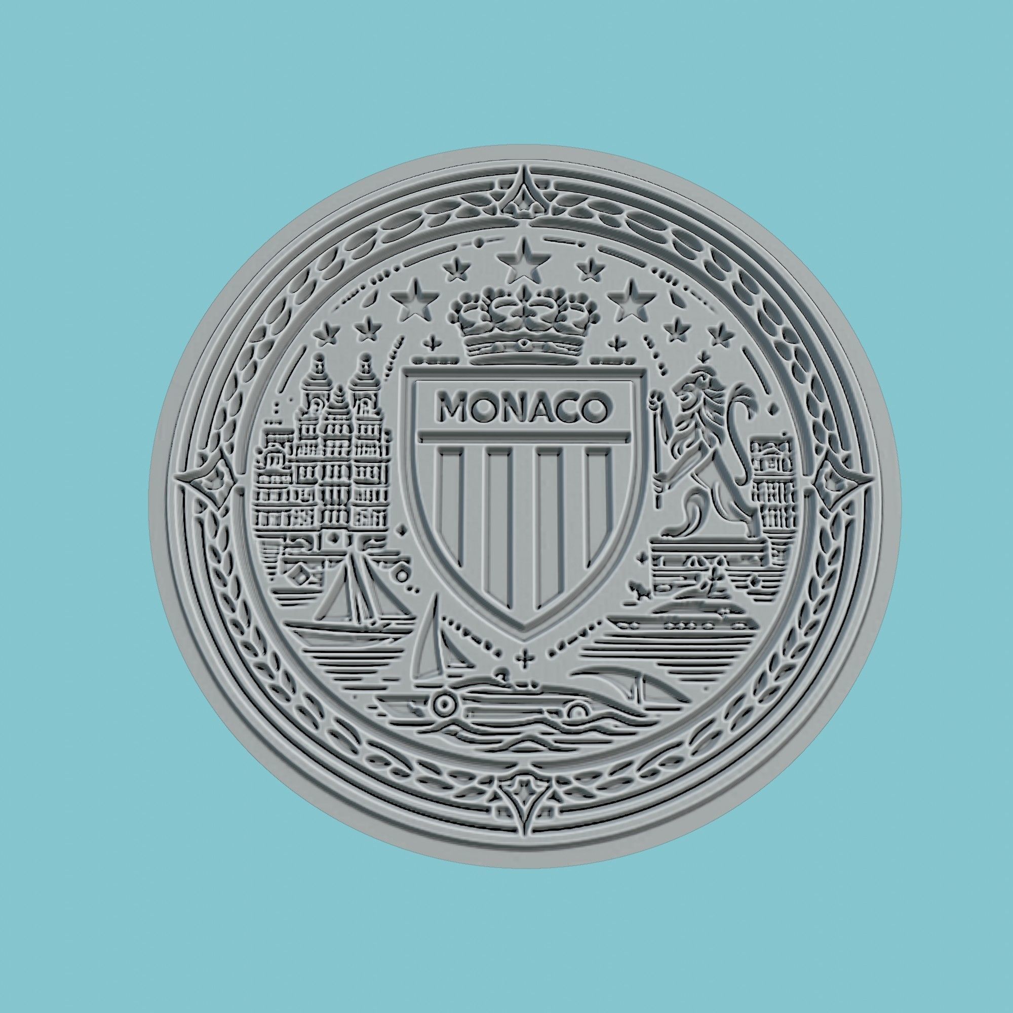 AS Monaco Medallion Football 3D print model_2