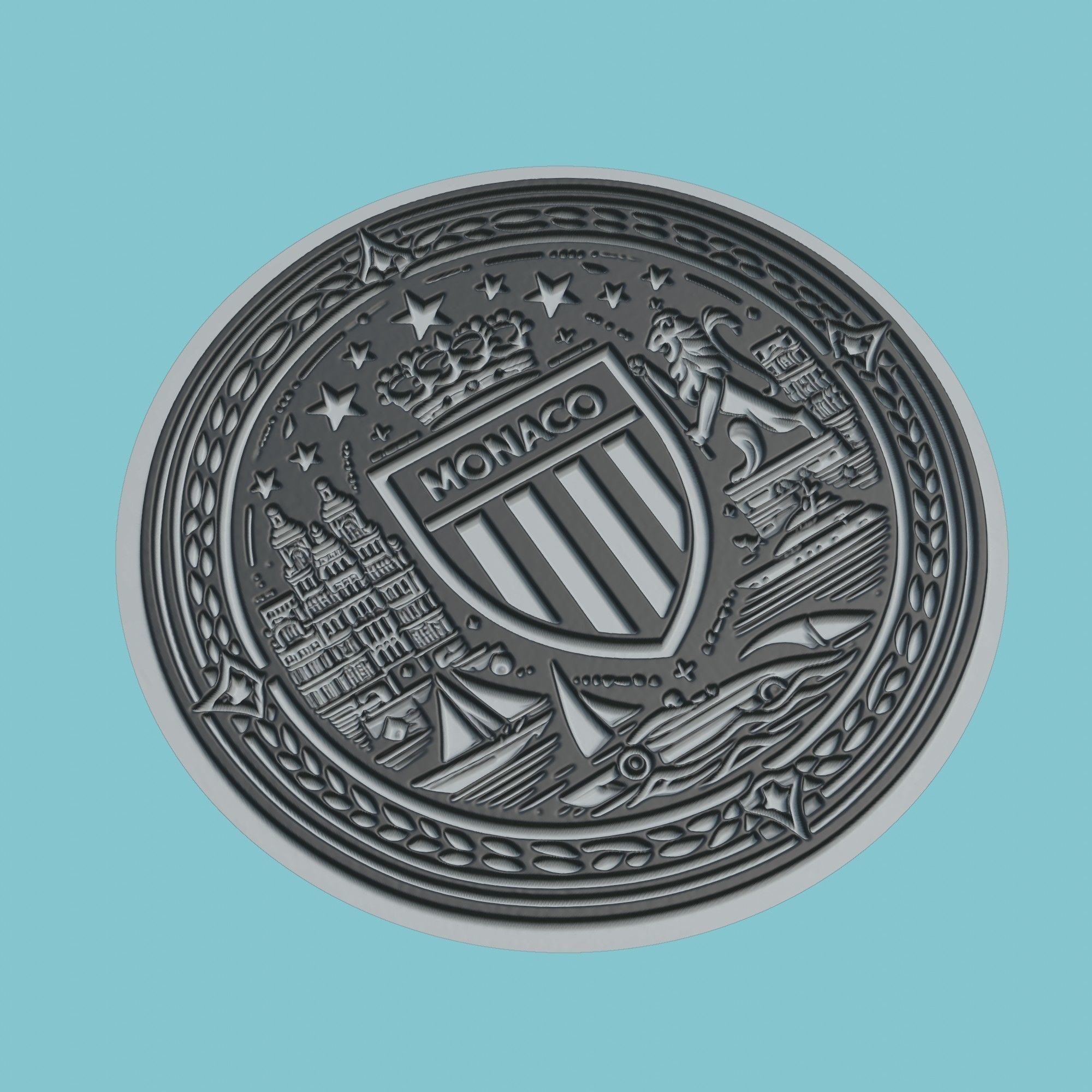 AS Monaco Medallion Football 3D print model_1