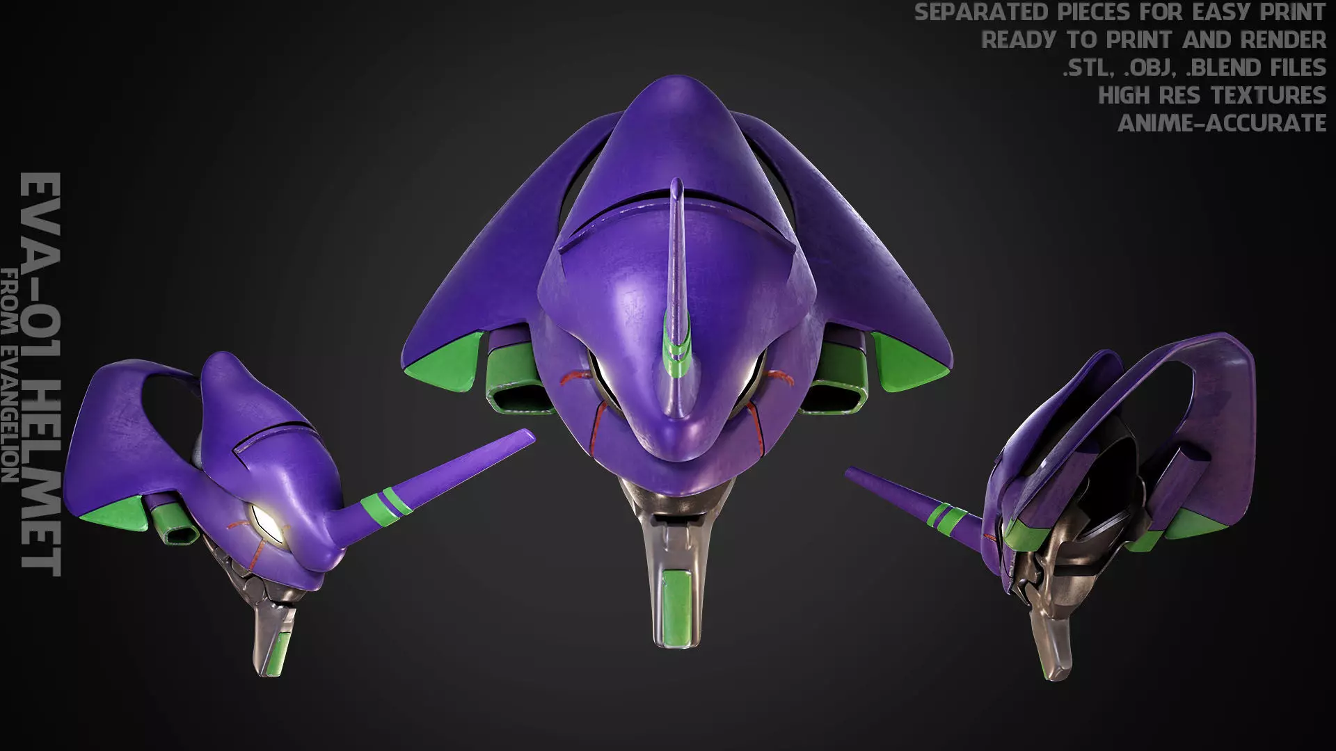 Evangelion EVA-01 Helmet for Cosplay 3D print model_0