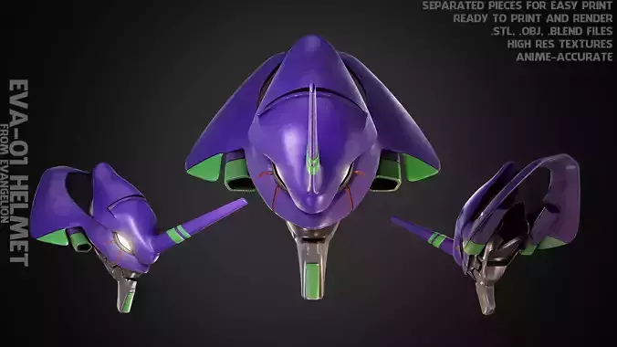 Evangelion EVA-01 Helmet for Cosplay 3D print model