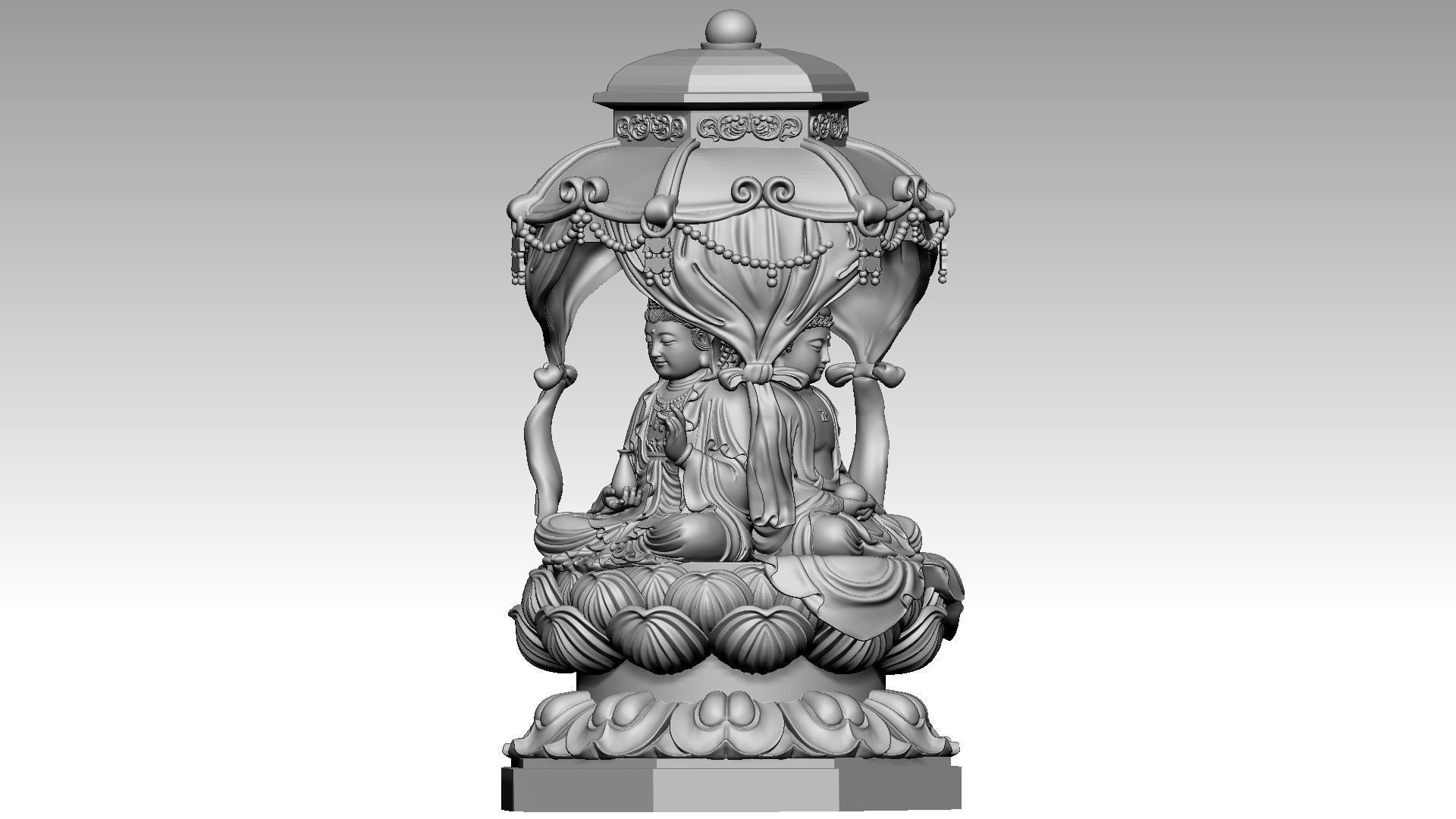 3-faced Buddha 3D print model_1