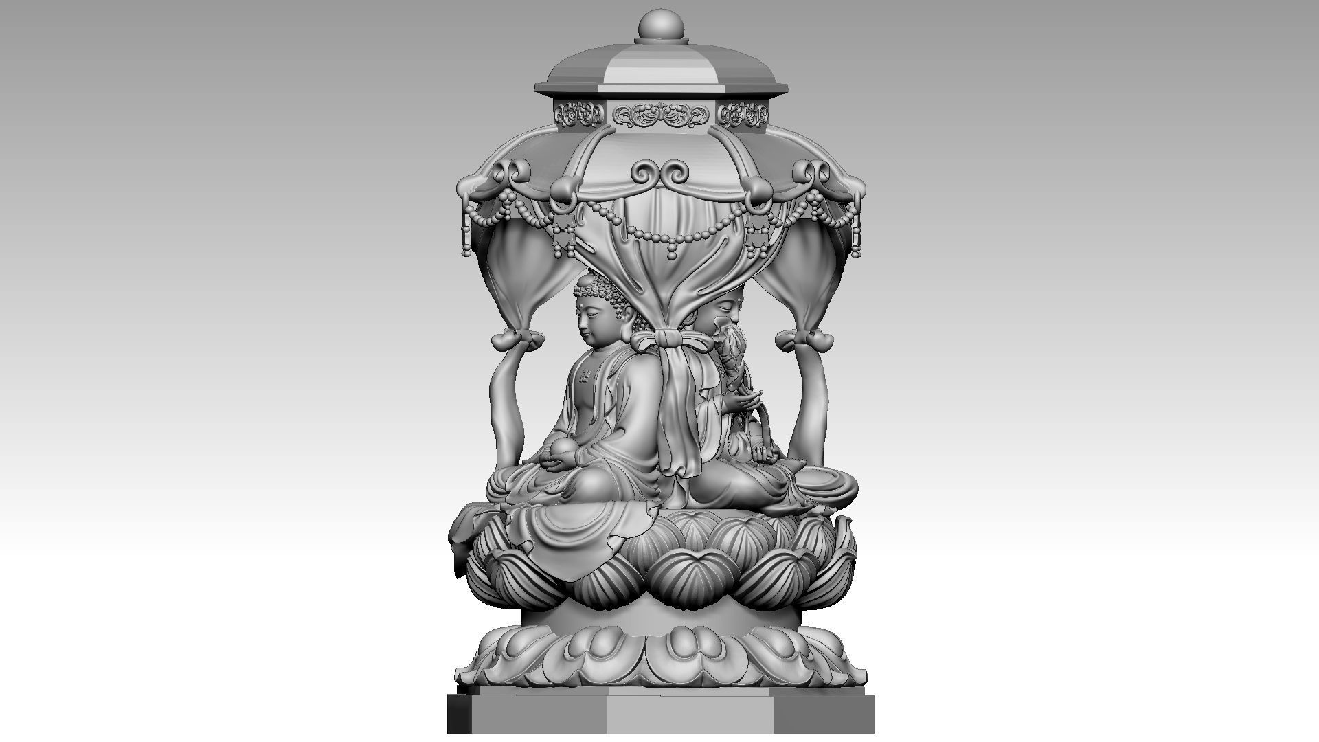 3-faced Buddha 3D print model_3