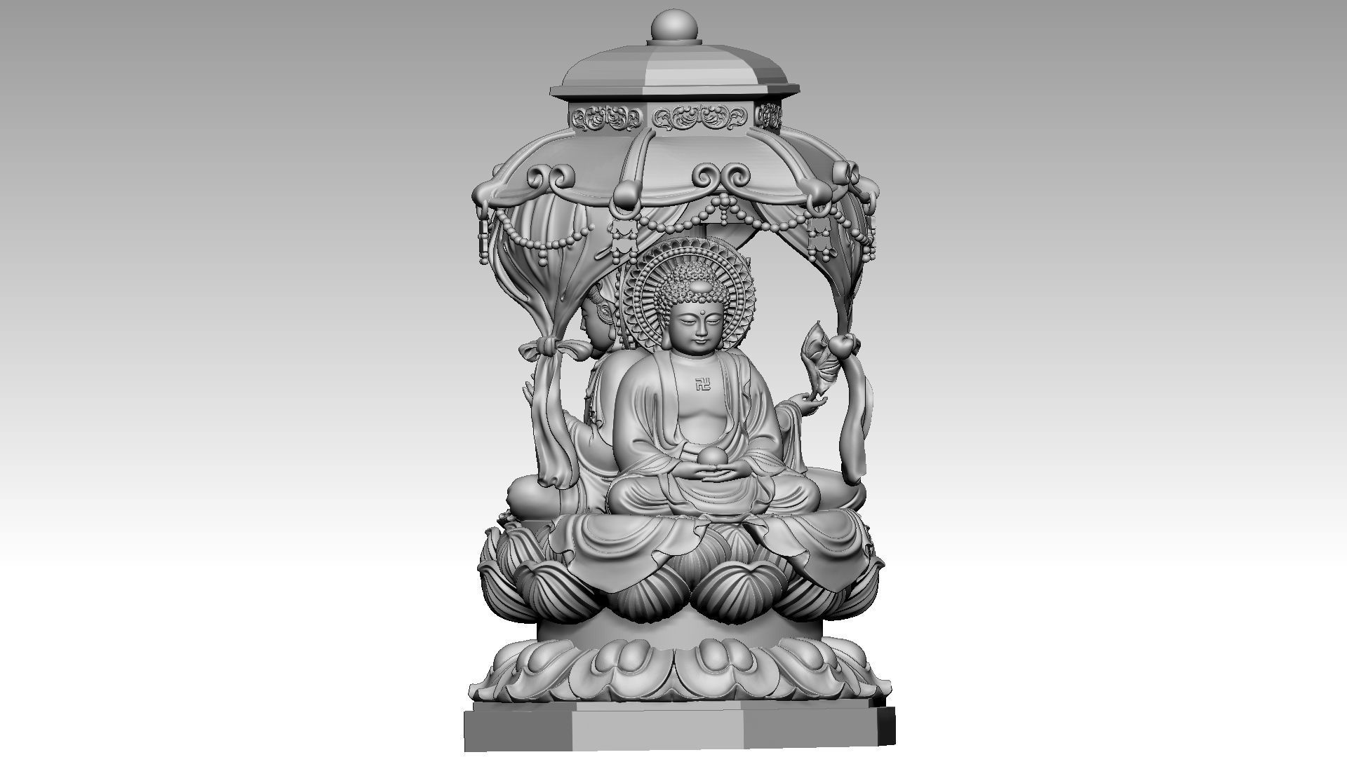 3-faced Buddha 3D print model_2