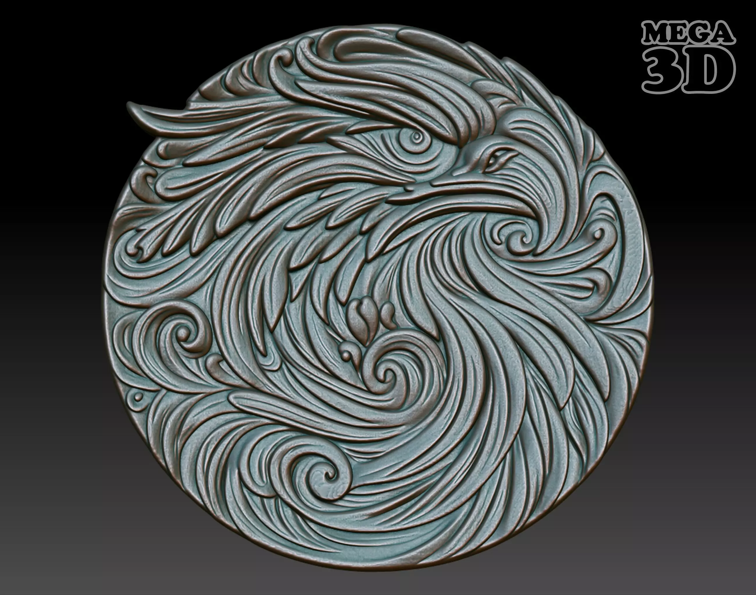 Eagle basrelief 05 240724 3D print model_0