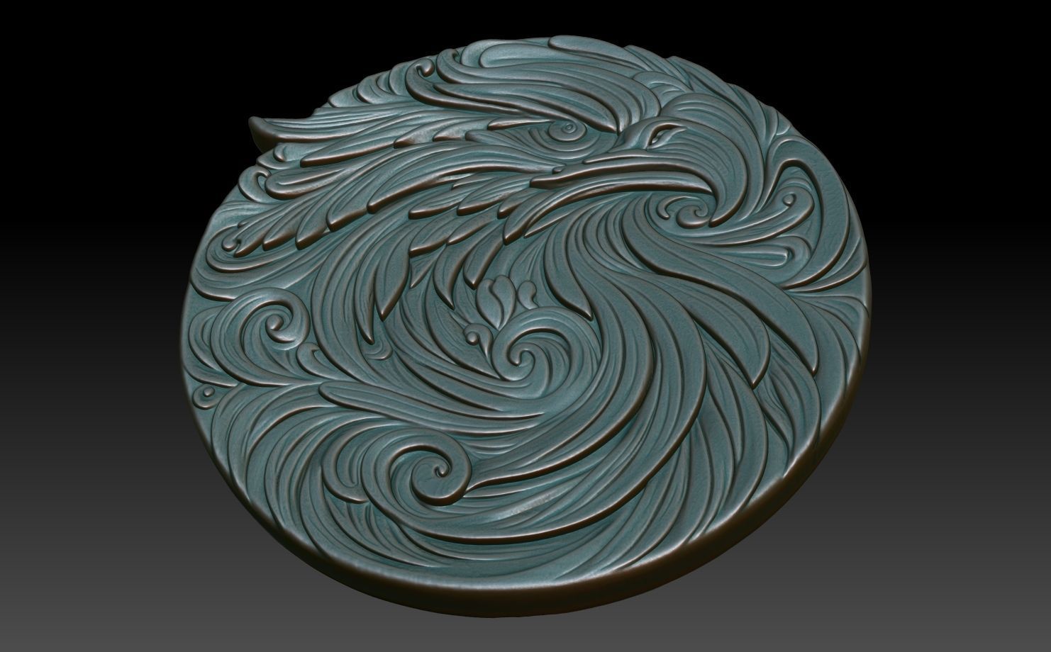 Eagle basrelief 05 240724 3D print model_4