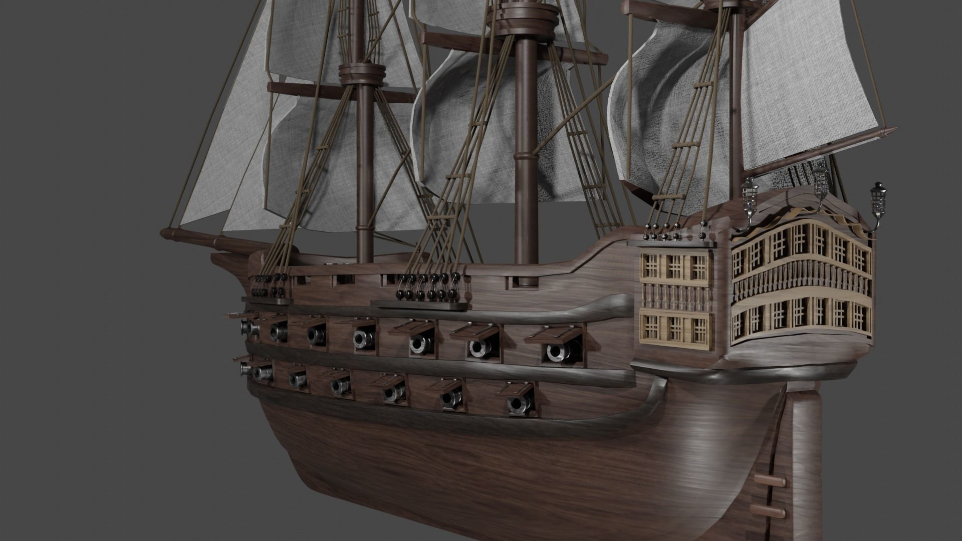 Sailing ship Low-poly 3D model_3