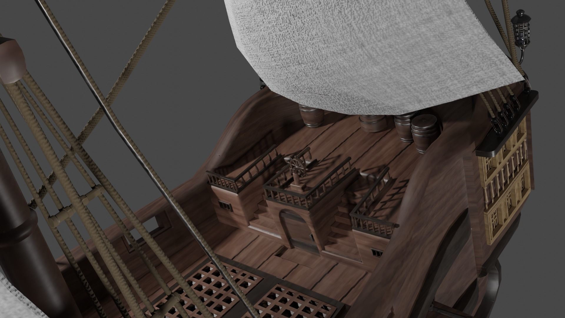 Sailing ship Low-poly 3D model_7