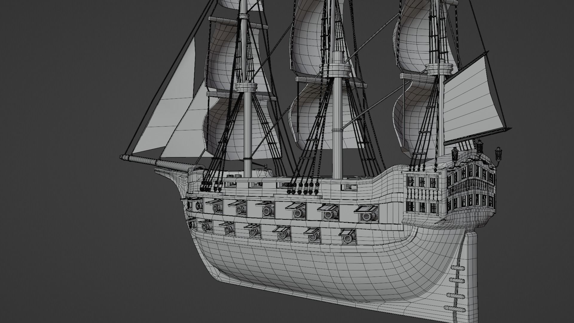 Sailing ship Low-poly 3D model_9