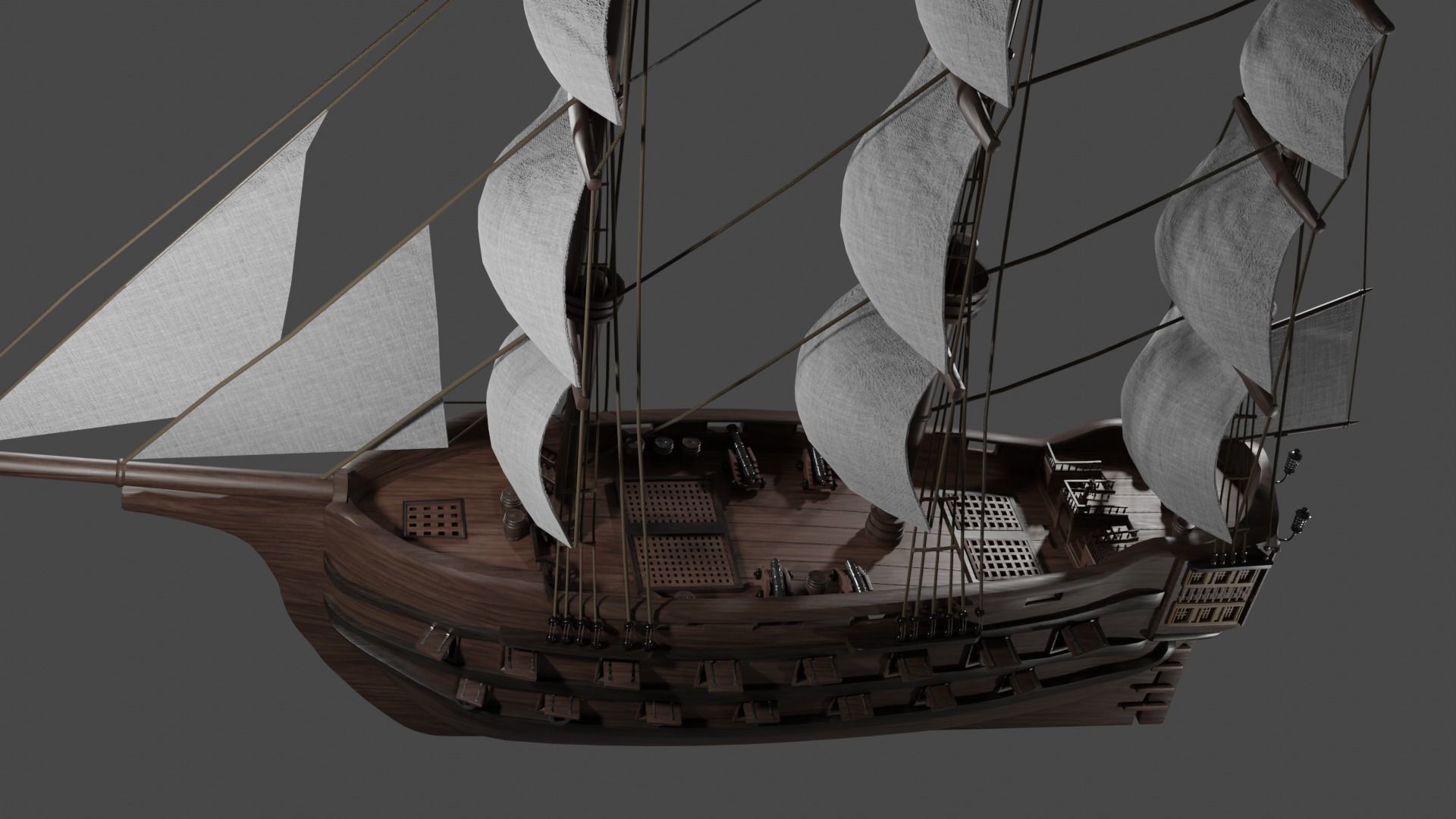 Sailing ship Low-poly 3D model_2